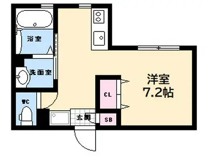 楠木町1丁目(ワンルーム/3階)の間取り写真