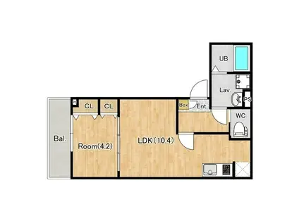 ジーメゾン春日部千間(1LDK/2階)の間取り写真