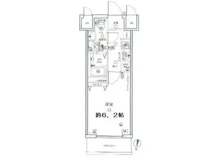 ディアレイシャス武蔵中原(1K/4階)の間取り写真