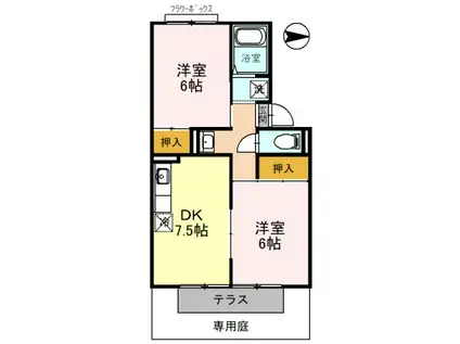 パルコート林I(2DK/1階)の間取り写真