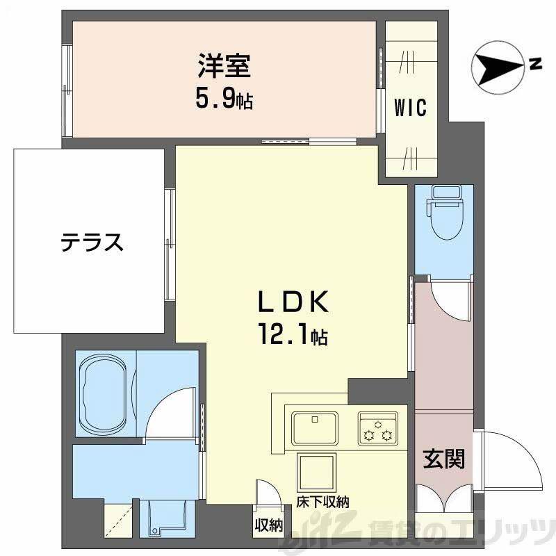 シャーメゾンエラブル 梅田北(1LDK/1階)の間取り写真