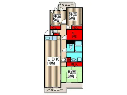 クリスタル吉野町(3SLDK/4階)の間取り写真