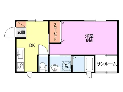 ハイツK(1DK/2階)の間取り写真