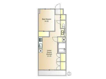 グリーンヒルズ碑文谷(1LDK/3階)の間取り写真