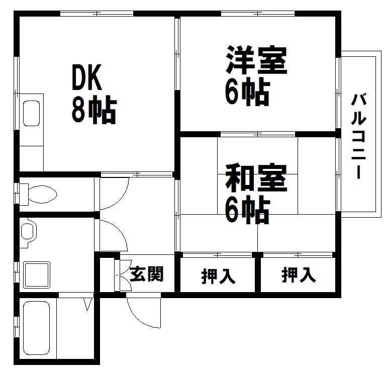 ノーブルタウンC棟(2DK/2階)の間取り写真