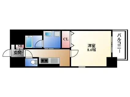 リブラン東別院(1K/13階)の間取り写真