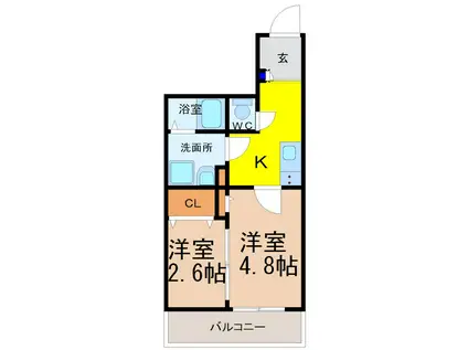 ヴィアロ千種スクエア(2K/5階)の間取り写真