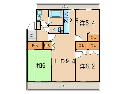 テレパレス港南台(3LDK/5階)の間取り写真