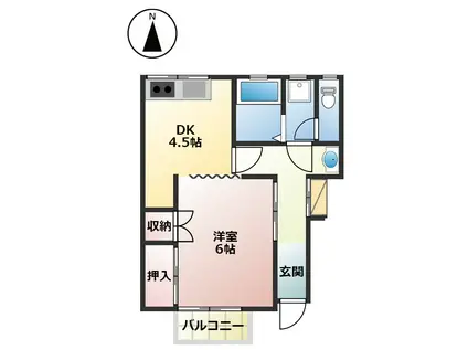 オレンジハイツさだとみ(1DK/1階)の間取り写真