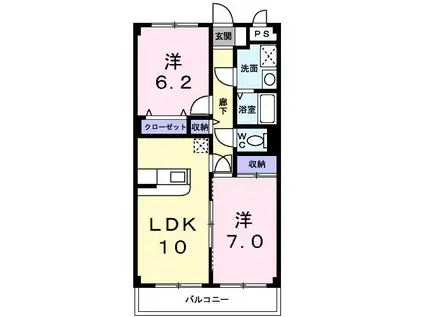 ソフィアコート市川(2LDK/2階)の間取り写真