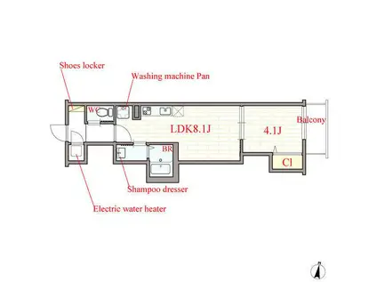 エフアセシアアシスト(1LDK/1階)の間取り写真