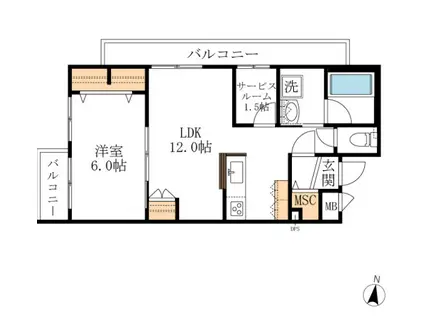 メゾンふじ(1SLDK/3階)の間取り写真