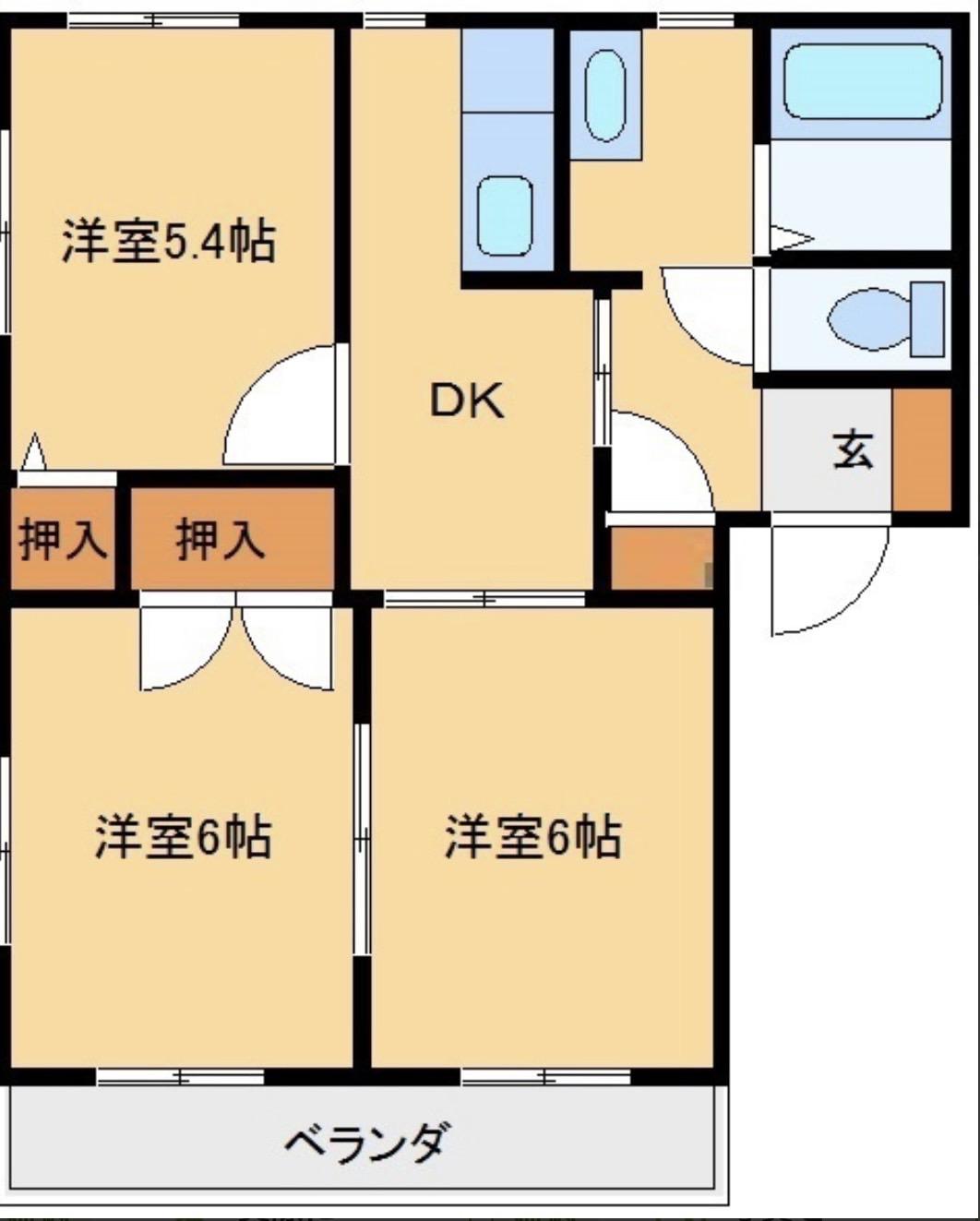 ラフィーネB(3DK/1階)の間取り写真