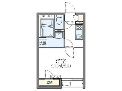 ソレイユ松原(1K/2階)の間取り写真