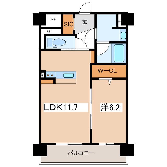 セントラル大町(1LDK/7階)の間取り写真