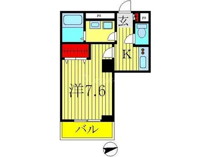 SUNSHINE HILLS(1K/4階)の間取り写真