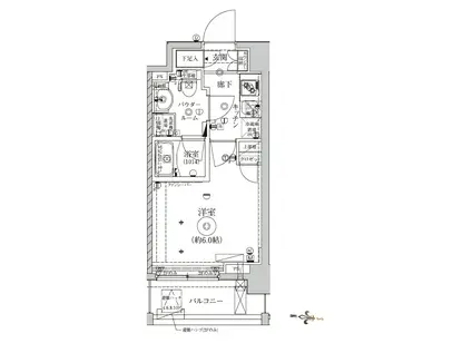 クレイシア西横浜グランカリテ(1K/4階)の間取り写真