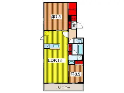 ソレイユ浦和III(2LDK/2階)の間取り写真