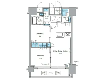 ルフォンプログレ田原町(2LDK/13階)の間取り写真