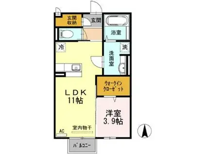 キャトルセゾン(1LDK/2階)の間取り写真