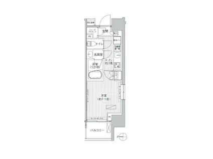 ヒューリックレジデンス新御茶ノ水(1K/6階)の間取り写真