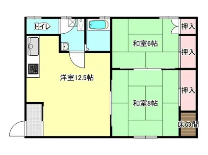 岡アパート 左棟(2LDK/2階)の間取り写真