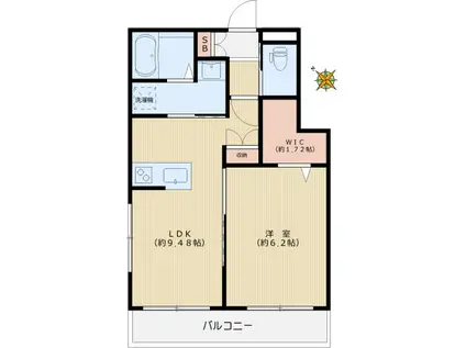 ラ・フルール(1LDK/2階)の間取り写真