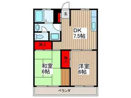 シェグラン(2DK/1階)の間取り写真