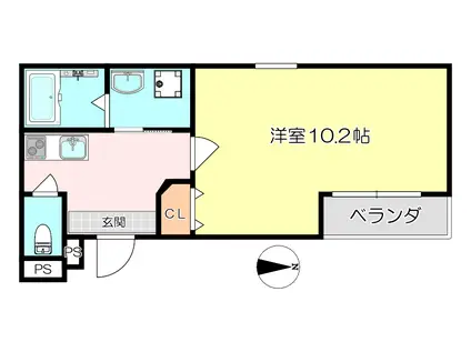 ONLYONEII番館(1K/2階)の間取り写真