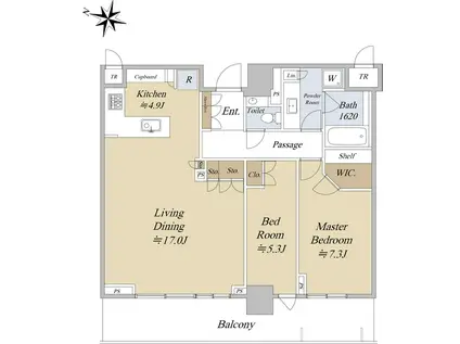 パークタワー西新宿(2LDK/38階)の間取り写真
