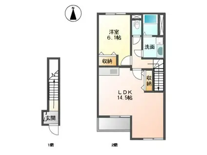 グランフェリシアI(1LDK/2階)の間取り写真