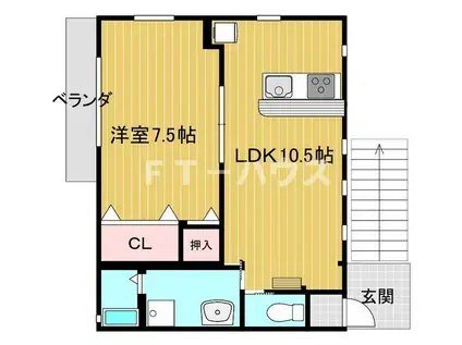 ハートライトII(1LDK/2階)の間取り写真