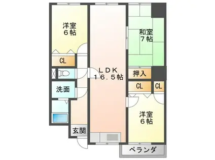 ベーシック中日(3LDK/13階)の間取り写真