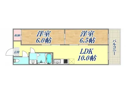 ダイバーシティ神戸長田B棟(2LDK/6階)の間取り写真