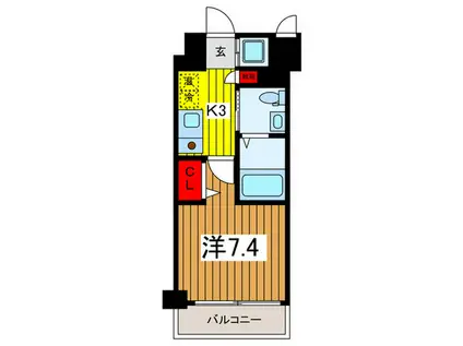 アクシーズタワー浦和岸町II(1K/2階)の間取り写真