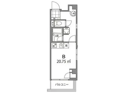 クーカイテラス中目黒(ワンルーム/3階)の間取り写真