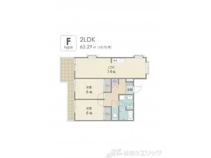 アニマン高槻阿武山(2LDK/3階)の間取り写真
