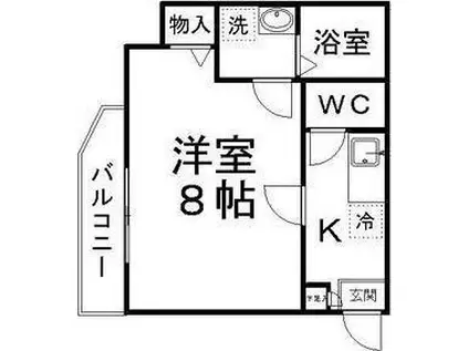 クレフラスト台原駅前IIA(1K/1階)の間取り写真