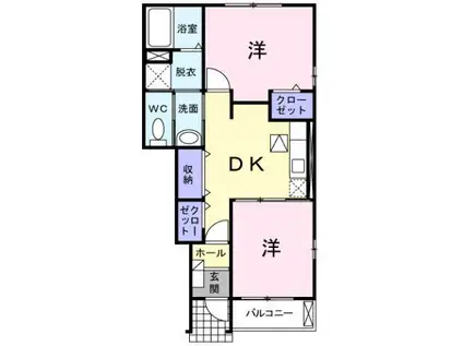 コウヒロハイムA 三島市(2DK/1階)の間取り写真