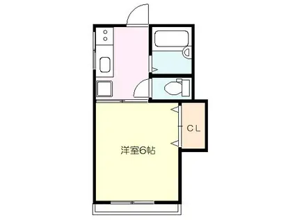 第一山形ハイツ(1K/2階)の間取り写真