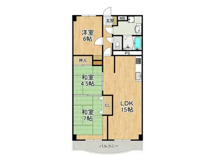 狭山レークハイツ2号棟(3LDK/10階)の間取り写真