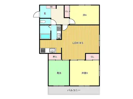 エクセル熊野I(3LDK/3階)の間取り写真