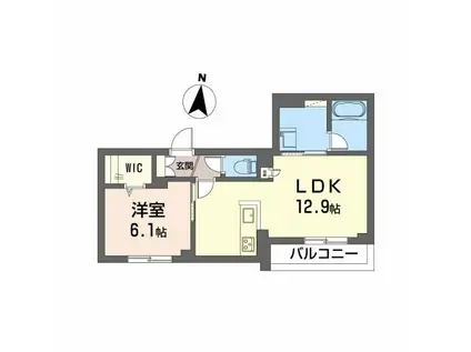 イムーブルII(1LDK/3階)の間取り写真