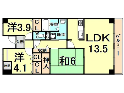 アバンティ御代開(3LDK/1階)の間取り写真