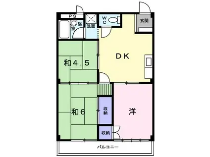 シティハイツよしかわ(3DK/2階)の間取り写真