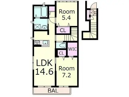 ＪＲ東海道本線 近江八幡駅 徒歩4分 2階建 築13年(2LDK/2階)の間取り写真
