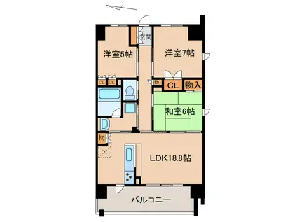 シャルマンフジ和歌山駅前グランピーク(3LDK/9階)の間取り写真