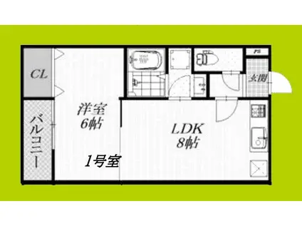 菊水通マンション(1LDK/3階)の間取り写真