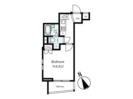 ビバリーホームズ早稲田(1K/4階)の間取り写真