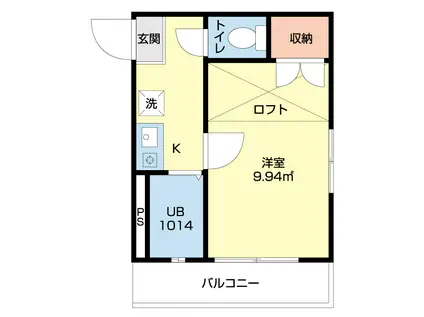 トータス東万代(1K/2階)の間取り写真